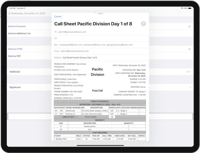 iPad app interface